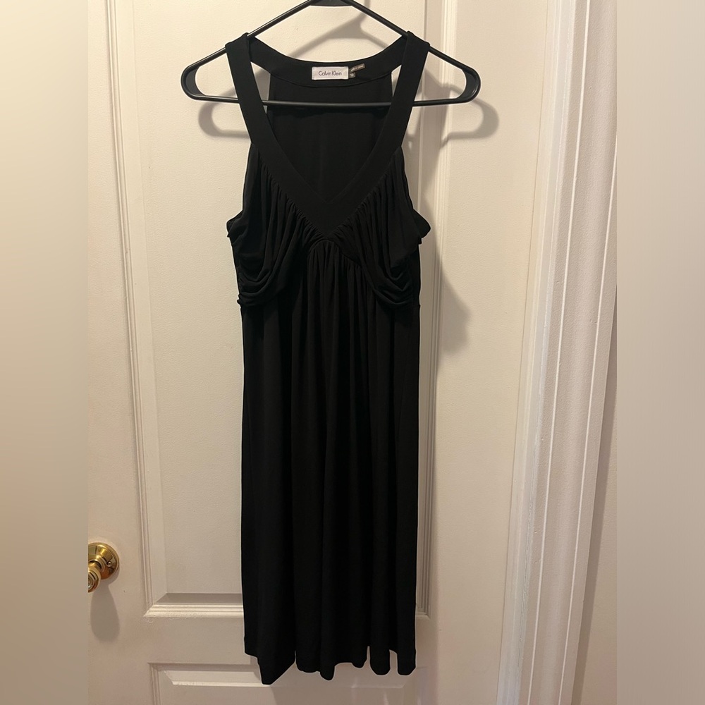 Calvin Klein Black Dress with Ruching, size 10 worn once